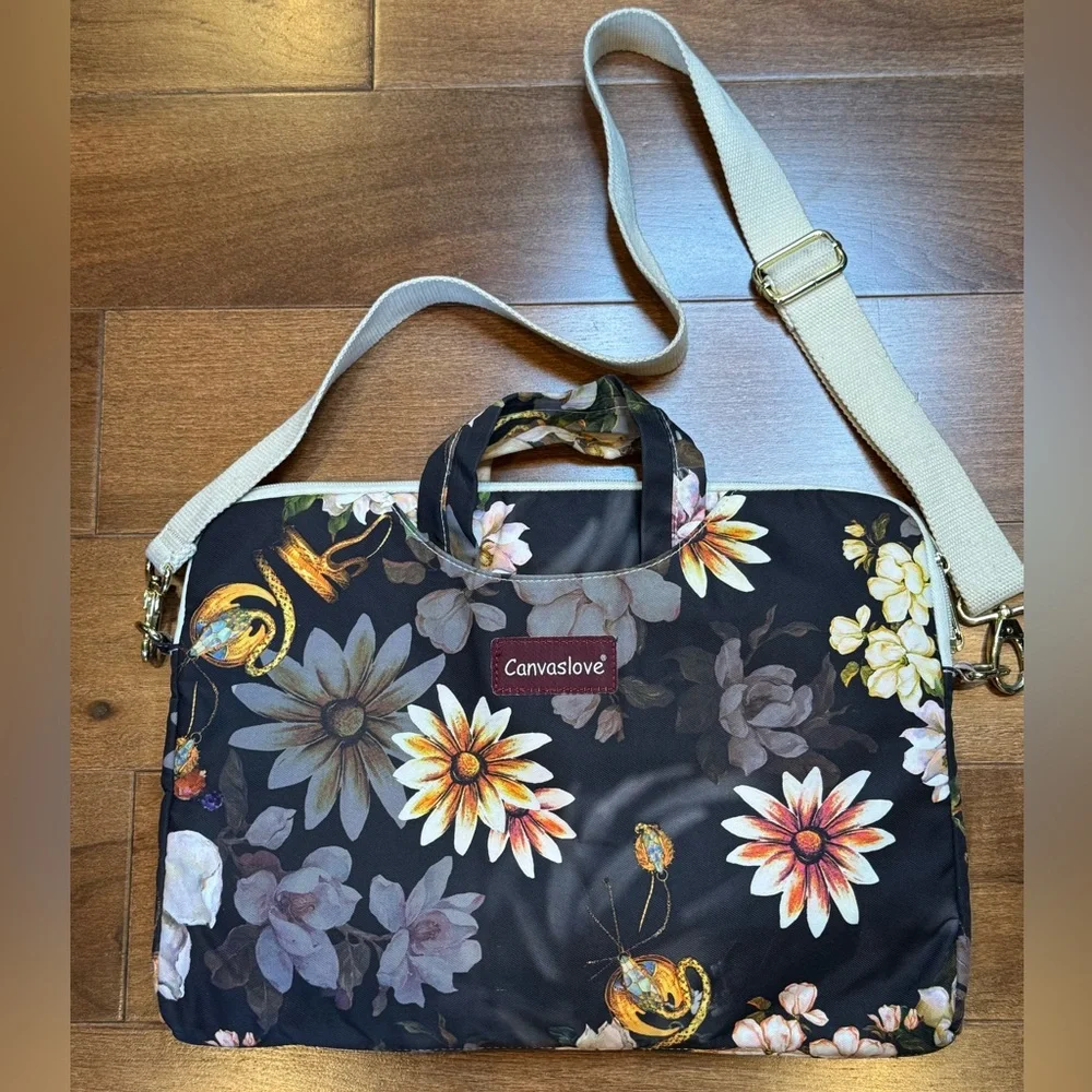 CANVASLOVE Floral Laptop Bag - Picture 2 of 11